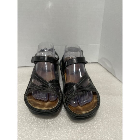 Naot Sandals Women's Paris Black Leather Ankle strap Walking size 41 Wedges - Picture 2 of 7